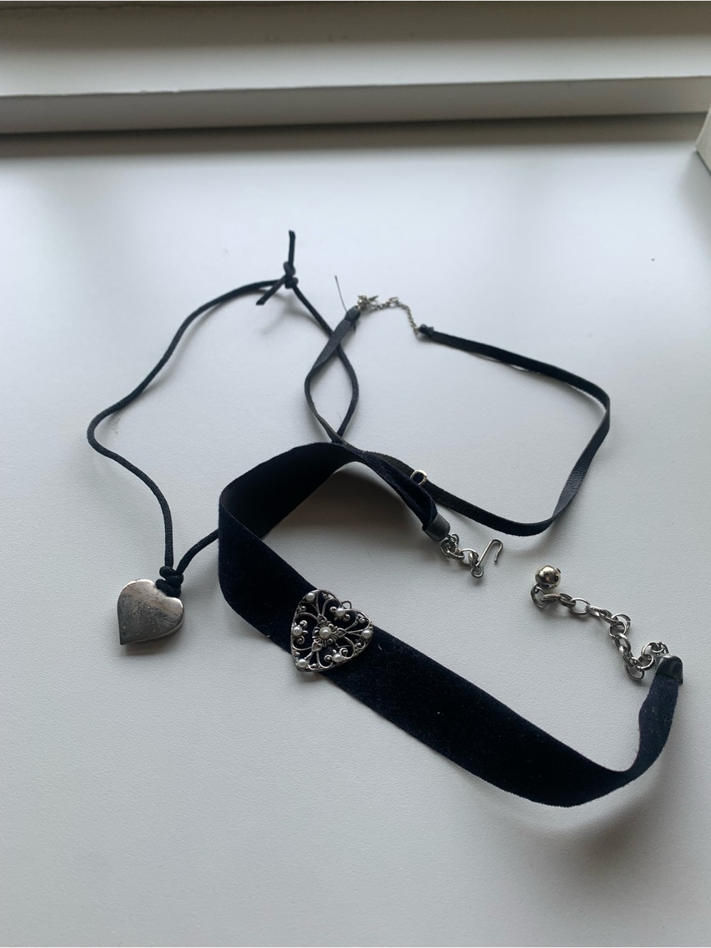 Vintage 1990s Black Choker Necklace Set